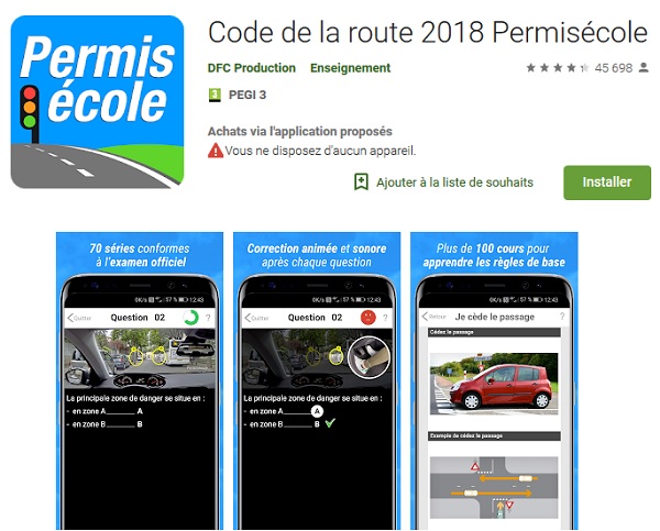 appli code de la route mobile